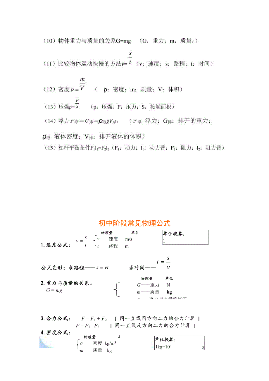 初中科学公式大全_第2页