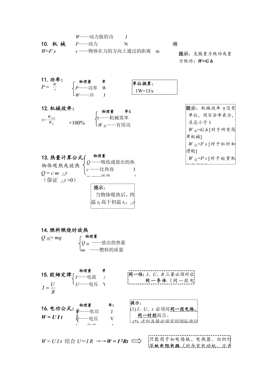 初中科学公式大全_第4页