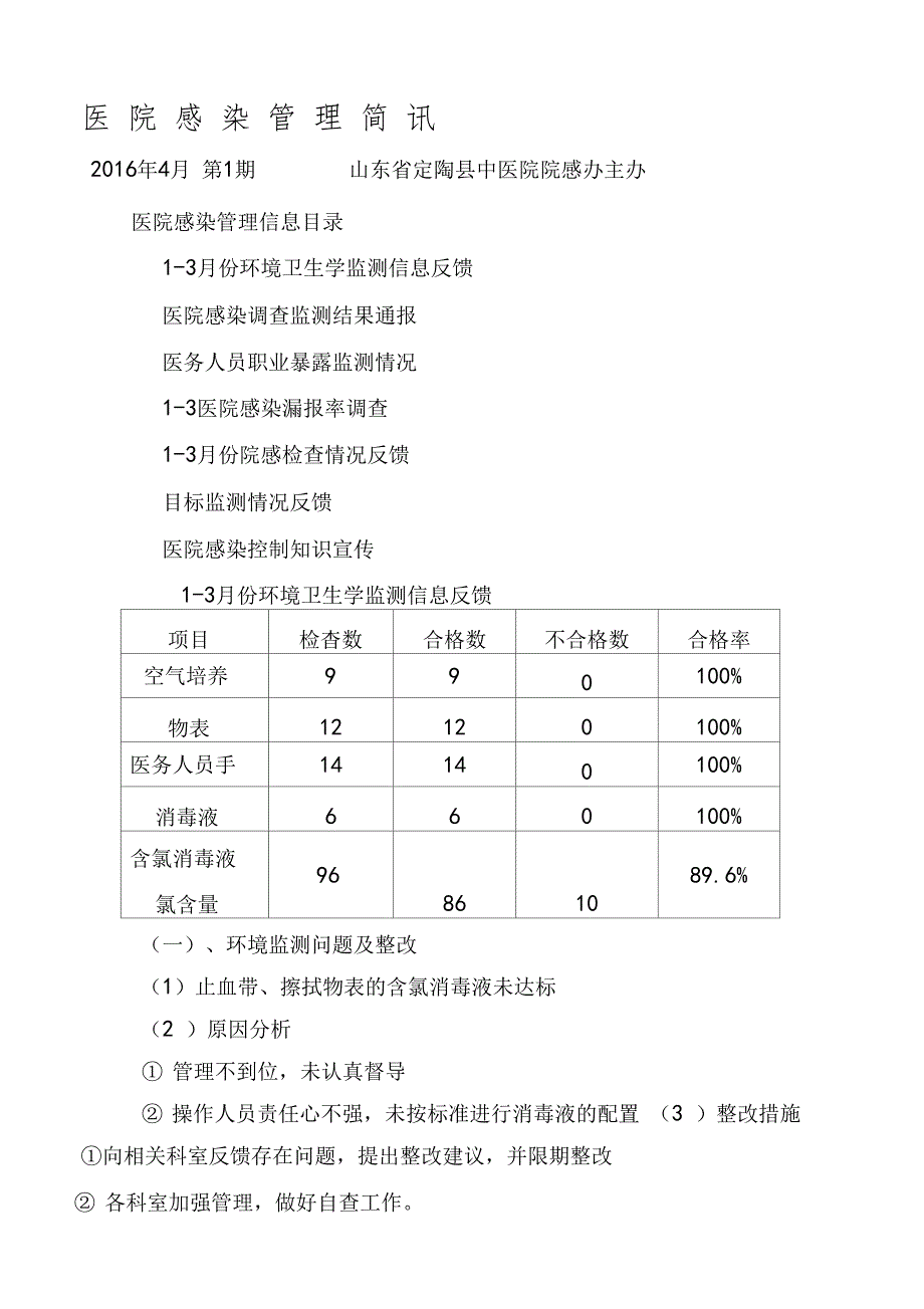 年医院感染管理简讯_第1页