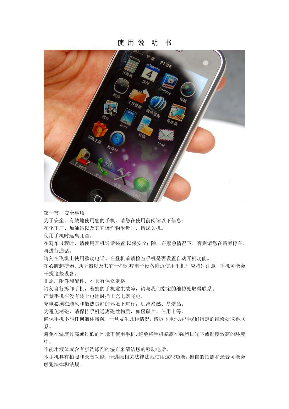 苹果手机(iPhone)使用说明及注意事项.doc_第1页