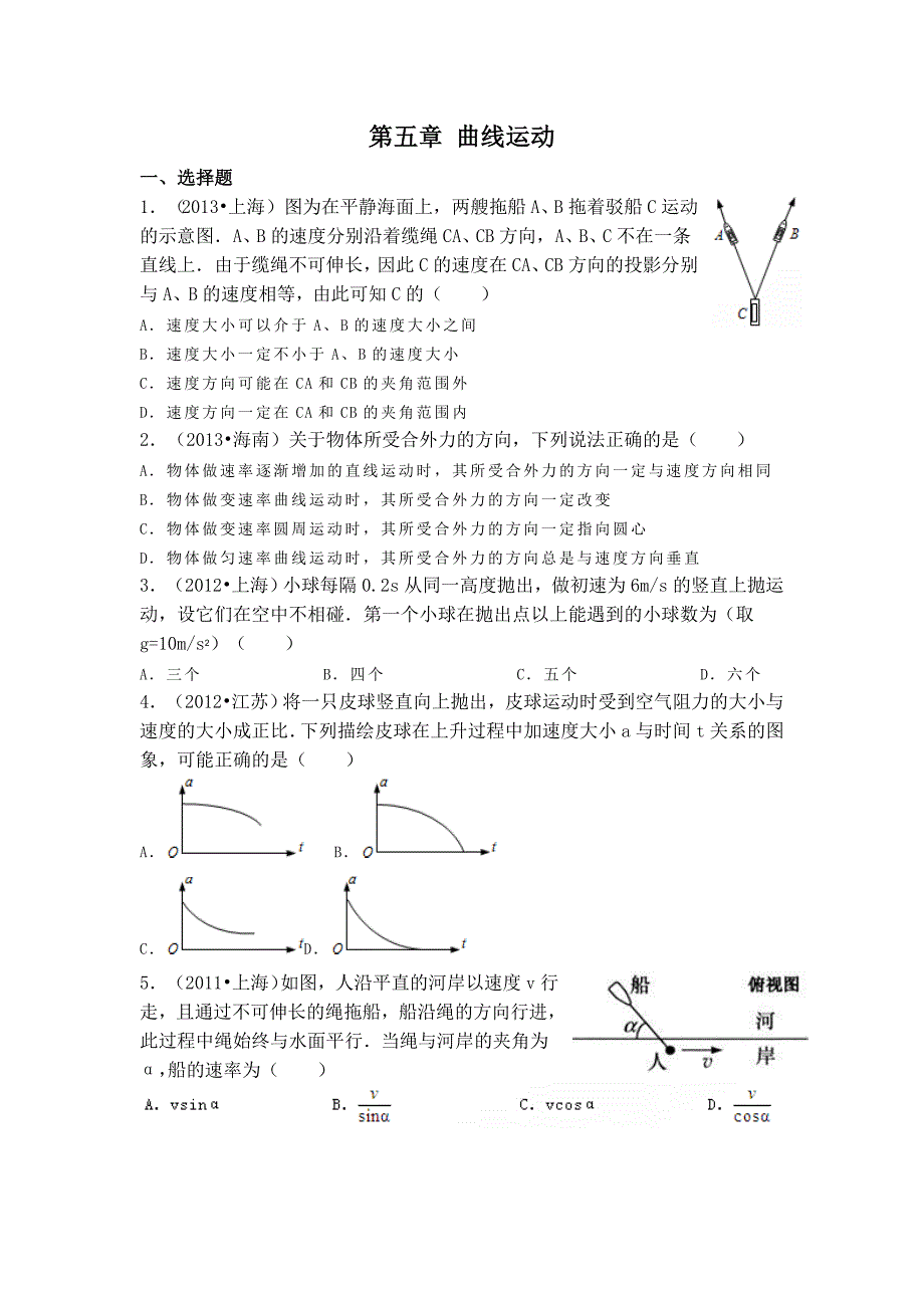 5曲线运动易错题训练_第1页