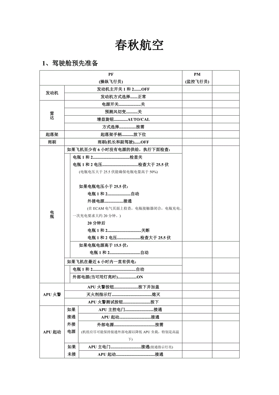 飞机飞行标准操作SOP_第1页
