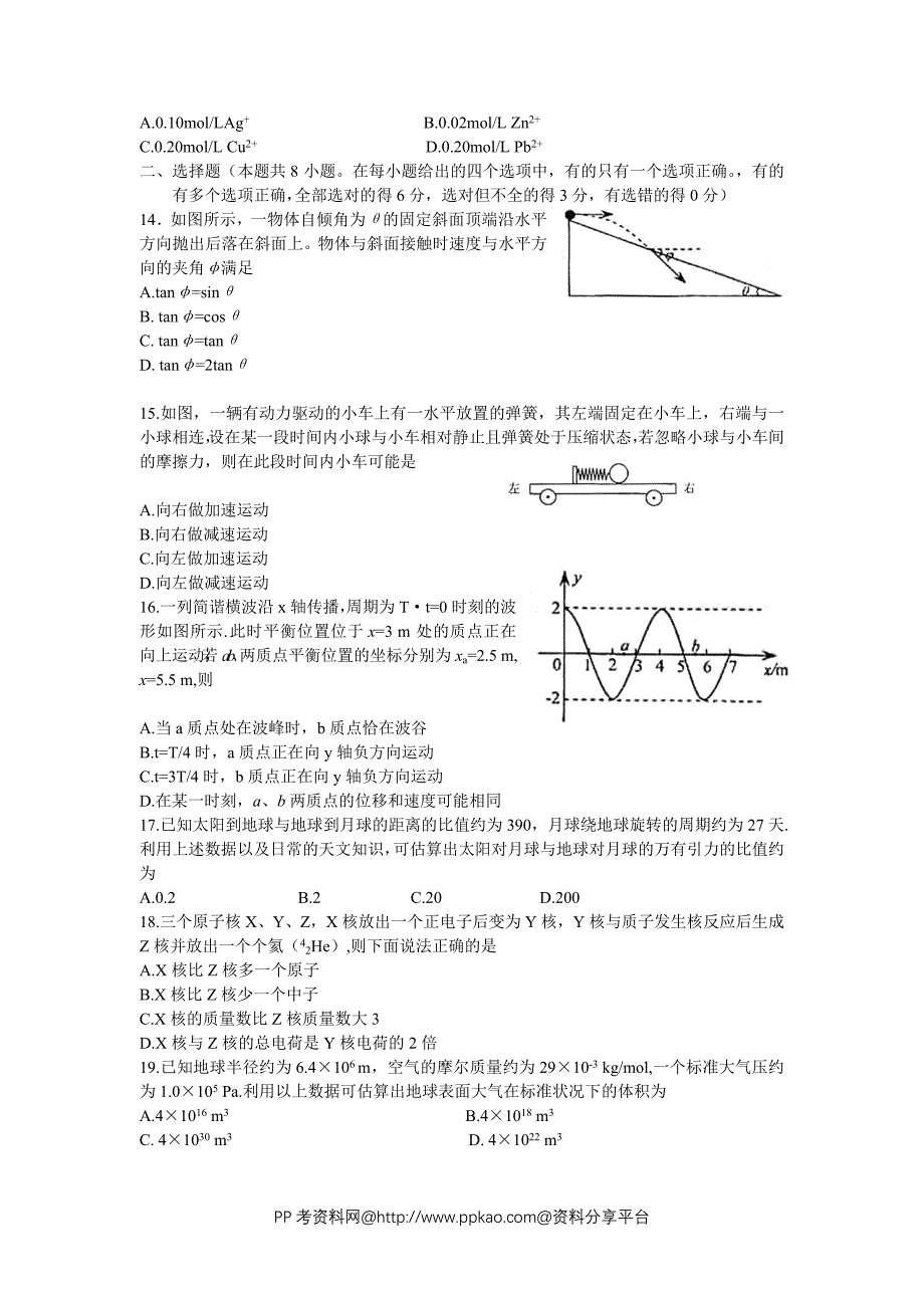 2008年高考理科综合试卷(浙江卷)_第3页