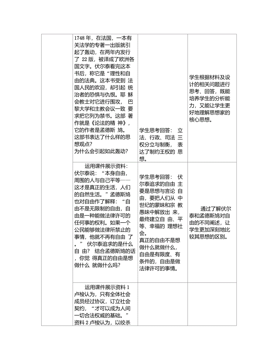 初二人教版历史启蒙运动教案_第3页