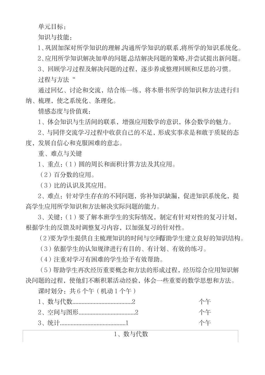 2019秋小学数学六年级上册期末复习教案名师版_第2页