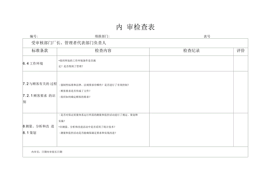 格式内容完整的ISO9001内审检查表_第4页