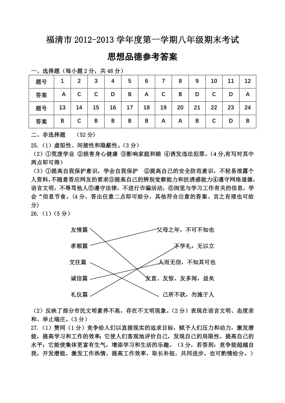 福清市2012-2013学年度第一学期八年级期末考试_第1页