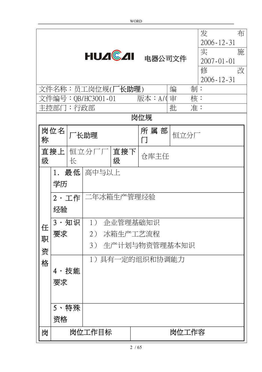 宁波某电器公司员工岗位规范标准_第2页