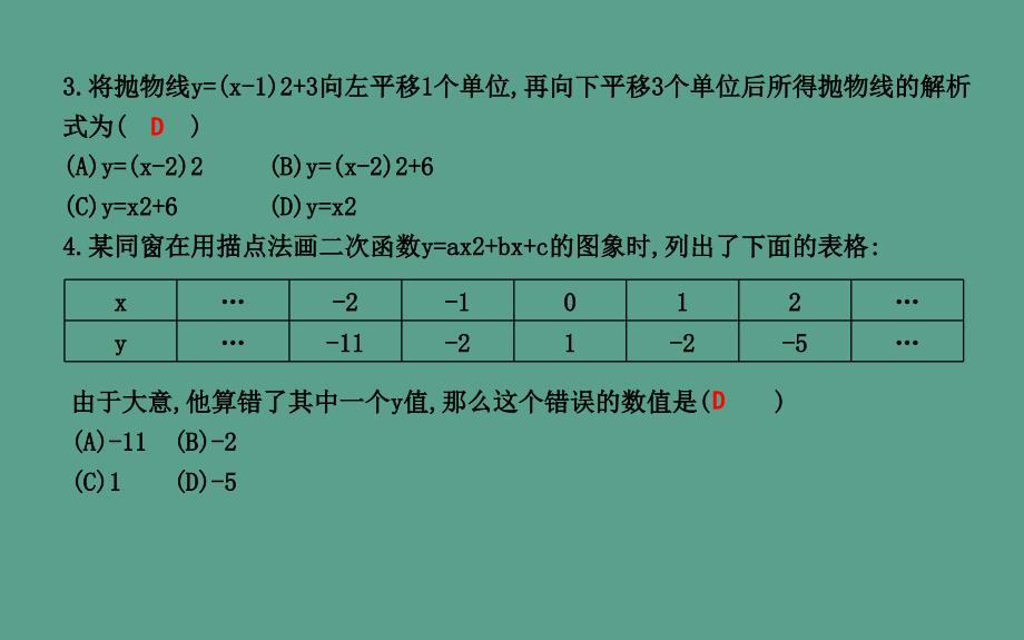 阶段训练二二次函数的图象和性质22.1ppt课件_第2页