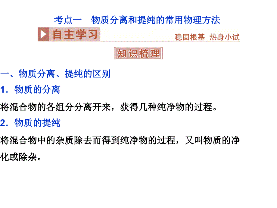 高考化学总复习 必修部分 专题10 化学实验 第二单元 物质的分离、提纯与检验课件 苏教版_第3页