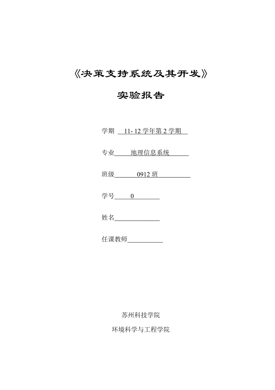 决策支持系统及其开发实验报告_第1页