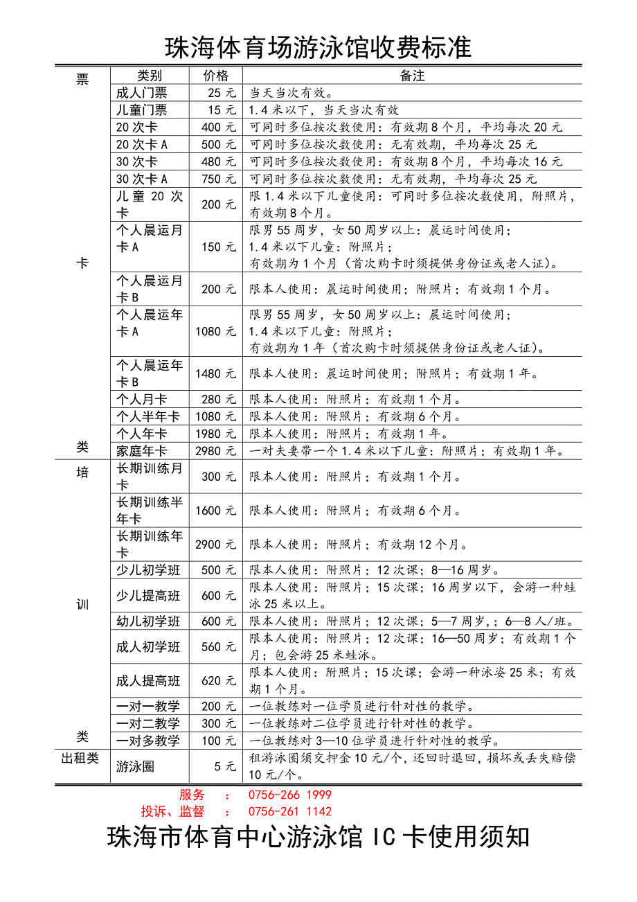 珠海体育场游泳馆收费标准_第1页