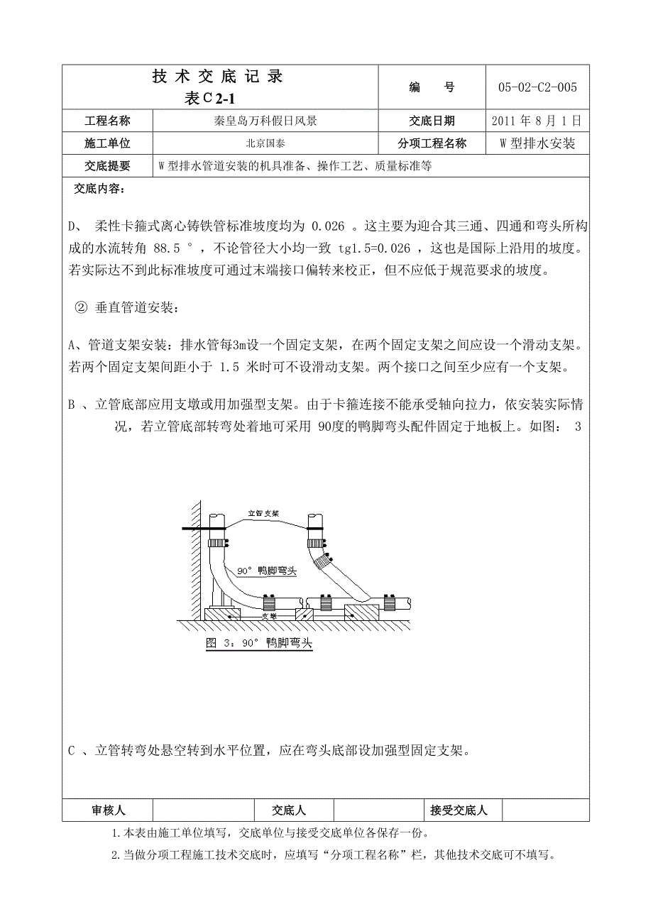 W型铸铁排水管安装技术交底记录_第4页