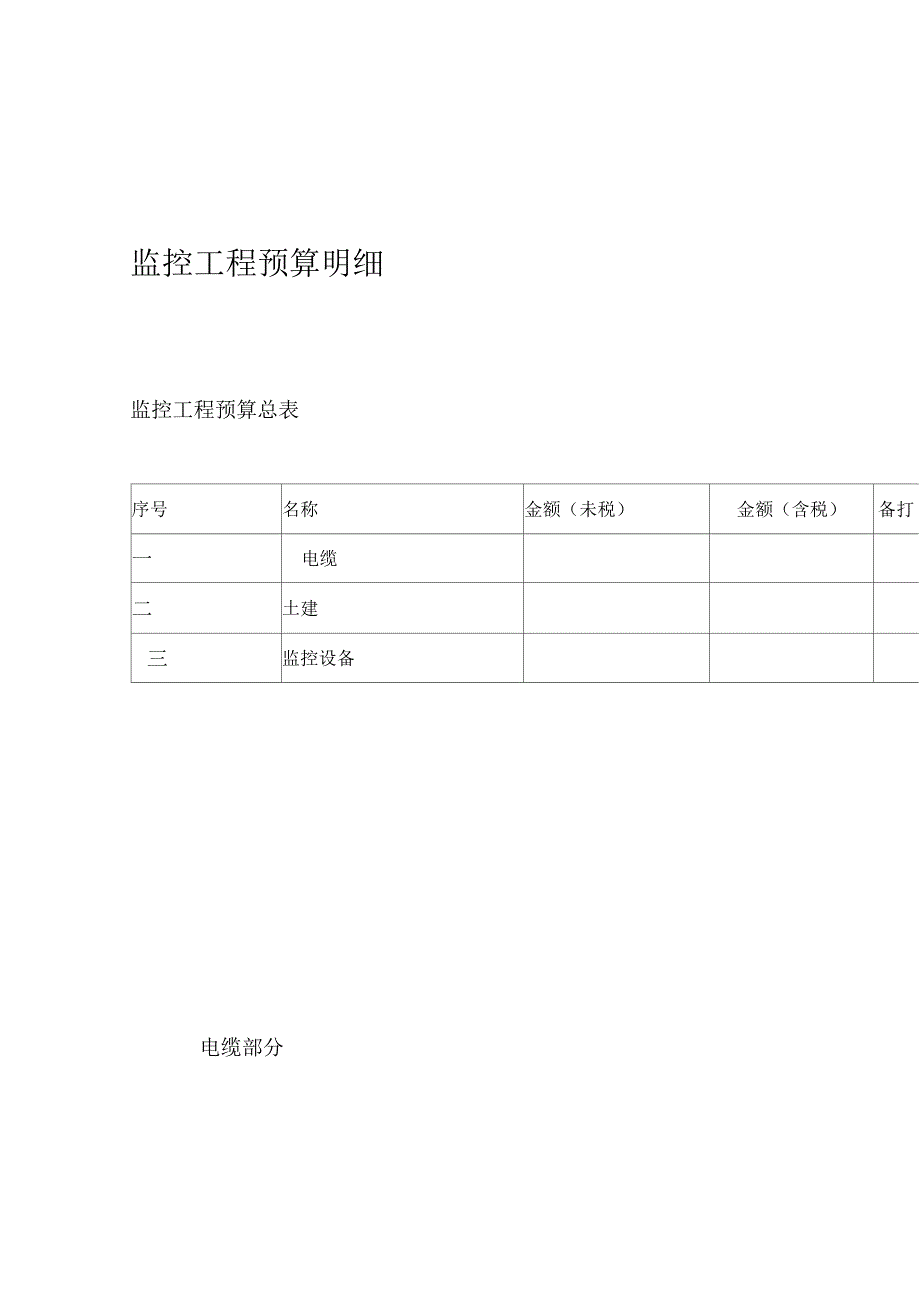 监控工程预算明细_第1页