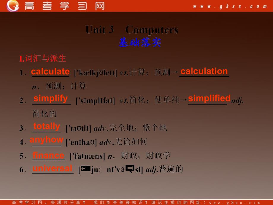 2013届高考备考一轮复习精选课件英语人教版Book2 Unit 3《Computers》课件 新人教版_第1页