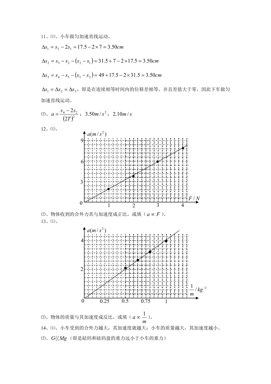 高一物理上学期期末复习实验专题训练答案_第2页