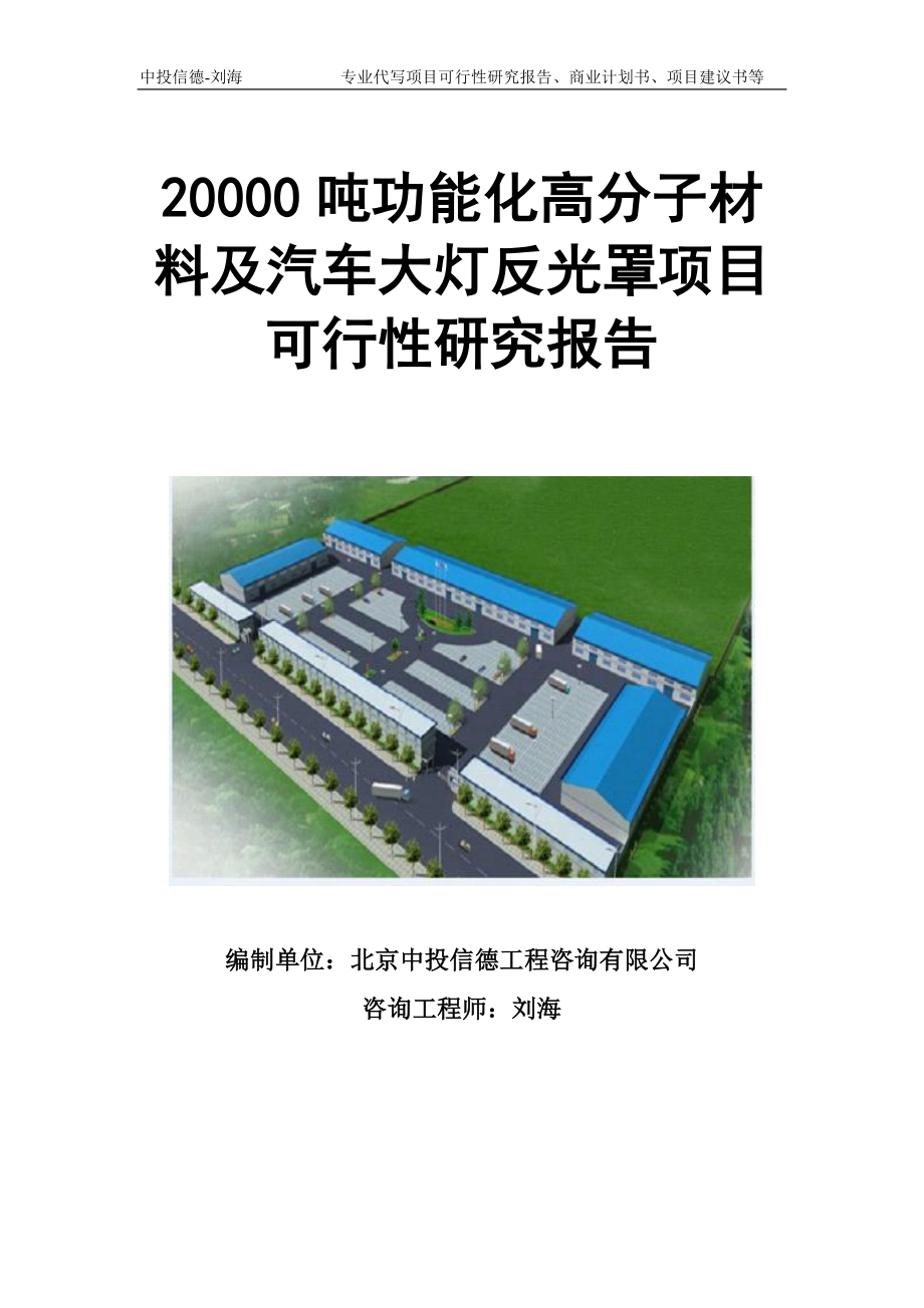 20000吨功能化高分子材料及汽车大灯反光罩项目可行性研究报告模板立项审批_第1页