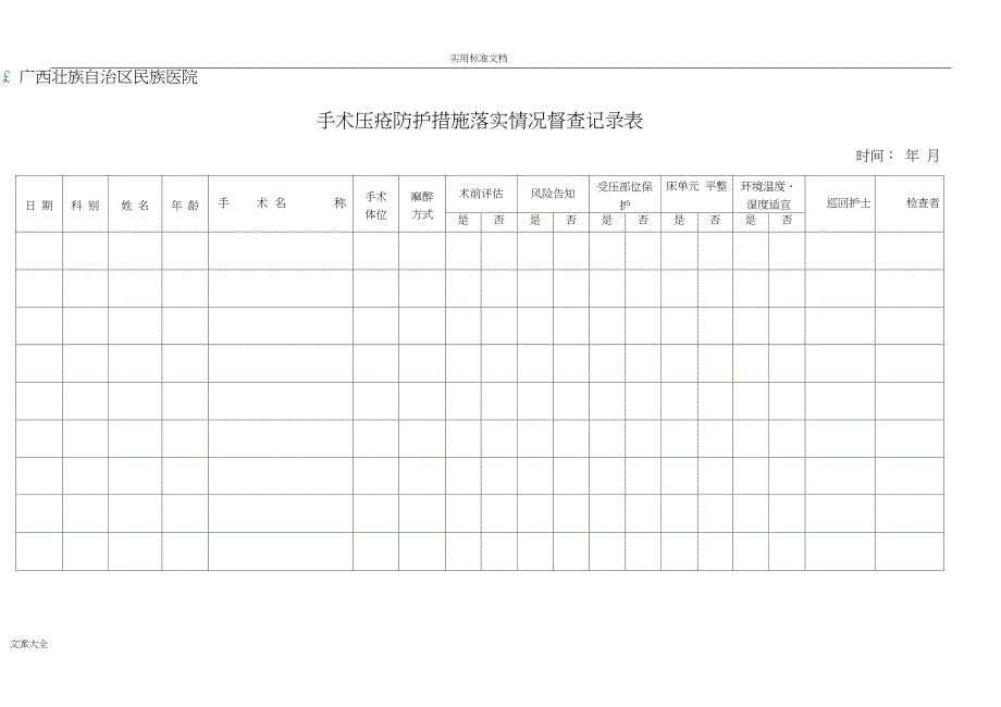 手术室各项规章制度落实督查记录簿表_第2页