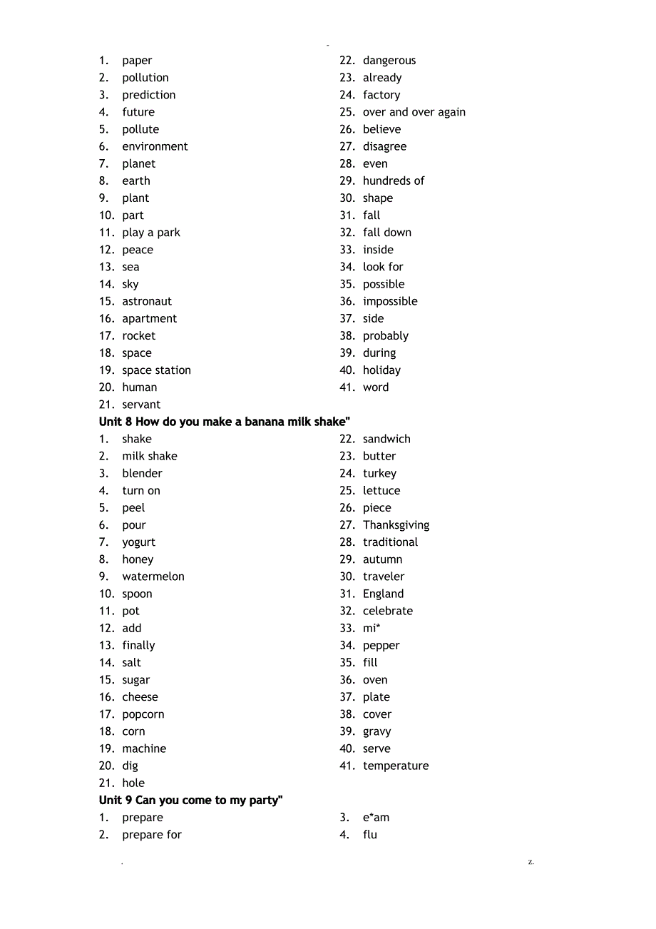 新人教版八年级上册英语单词表英译汉默写版_第4页