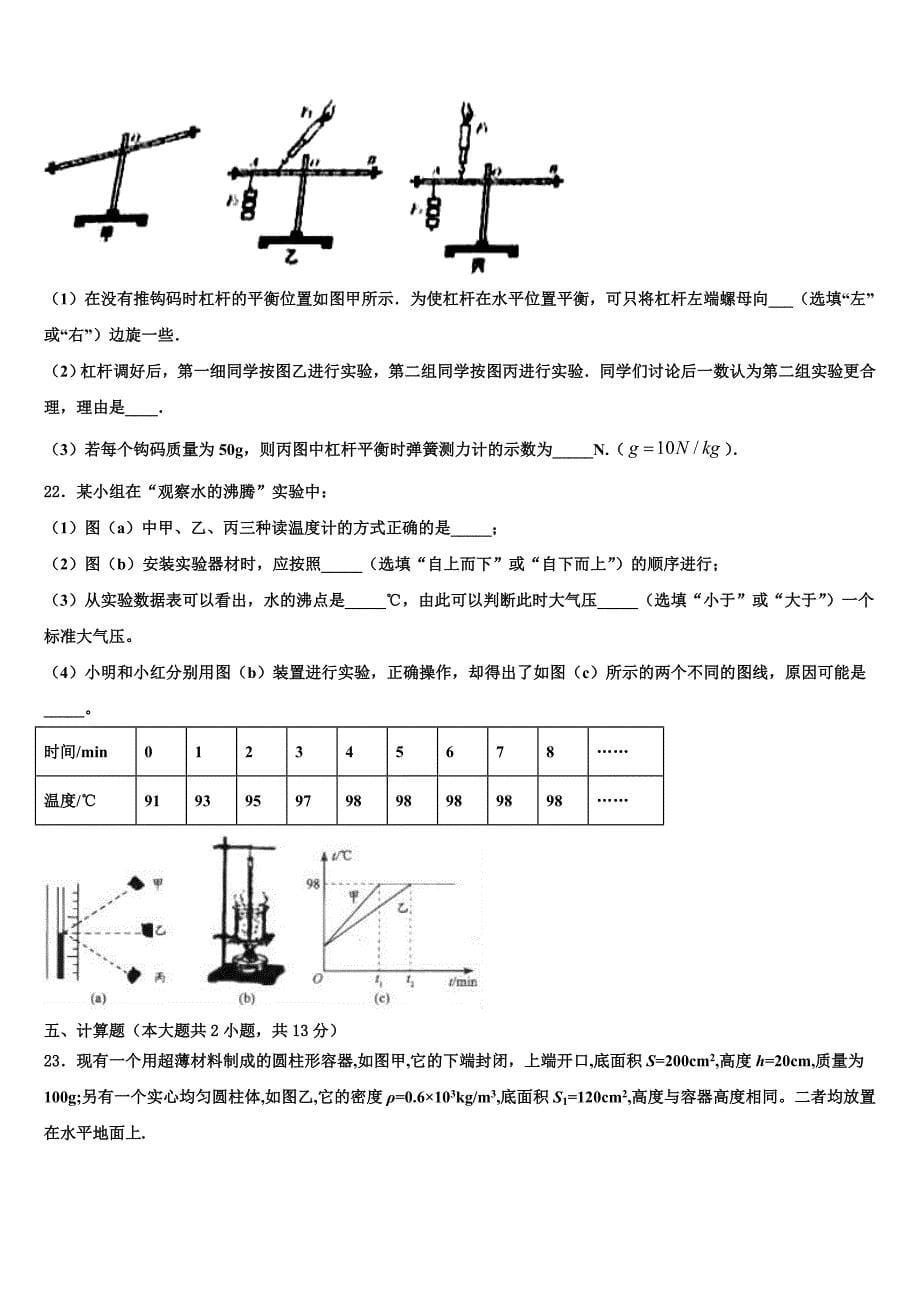 2023学年江苏省阜宁县实验初中中考物理押题卷（含解析).doc_第5页