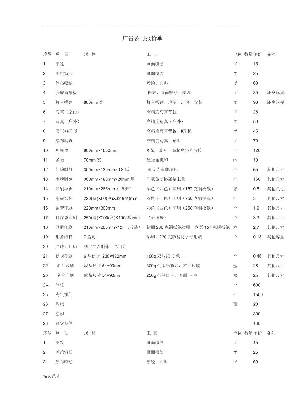 广告公司报价单.doc_第1页