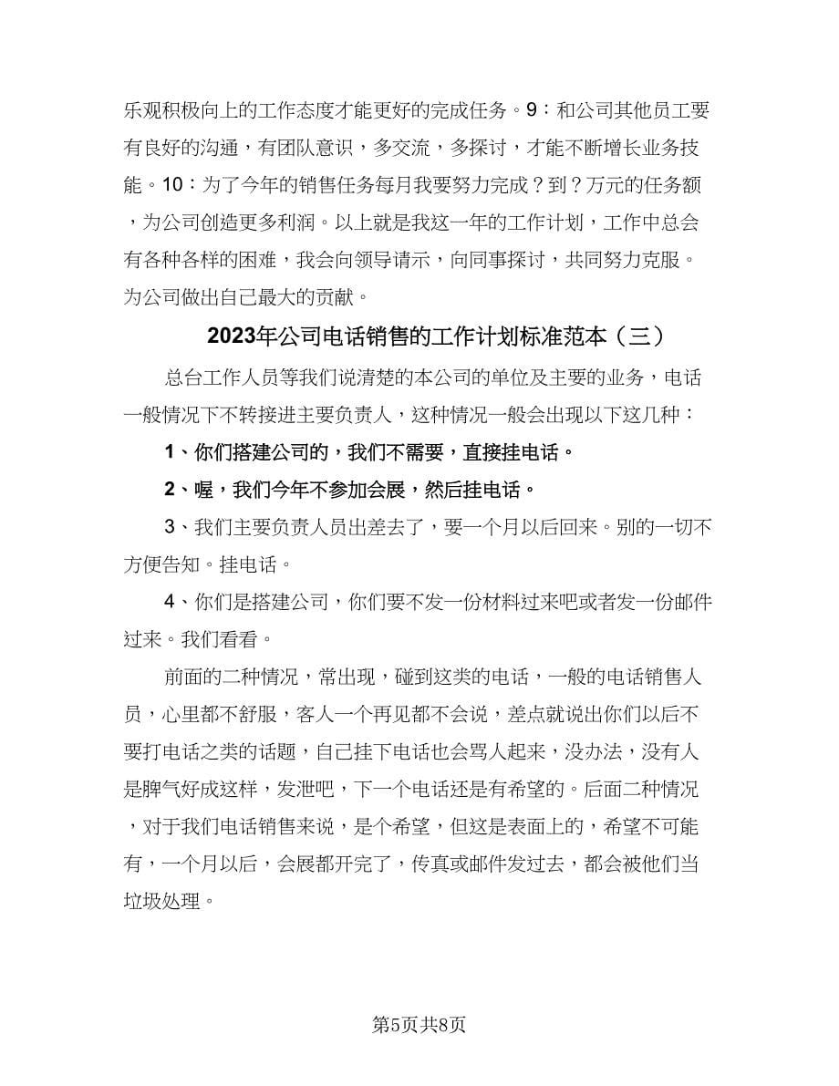 2023年公司电话销售的工作计划标准范本（三篇）.doc_第5页