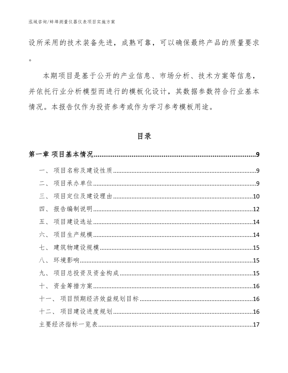 蚌埠测量仪器仪表项目实施方案模板参考_第3页