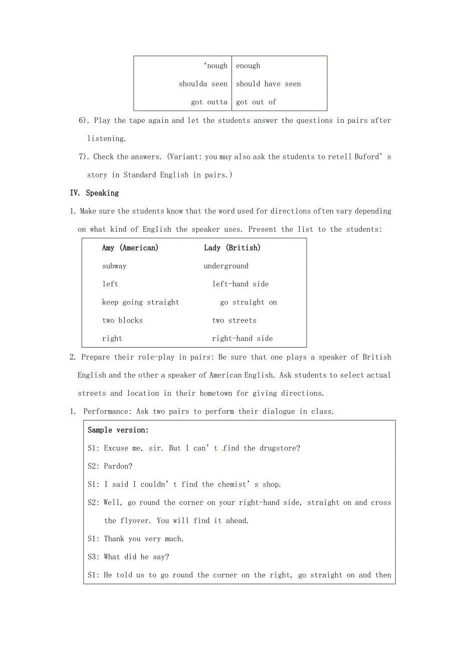 湖南省师范大学附属中学高中英语 Unit2 English Around the World period3教案 人教版必修1_第3页