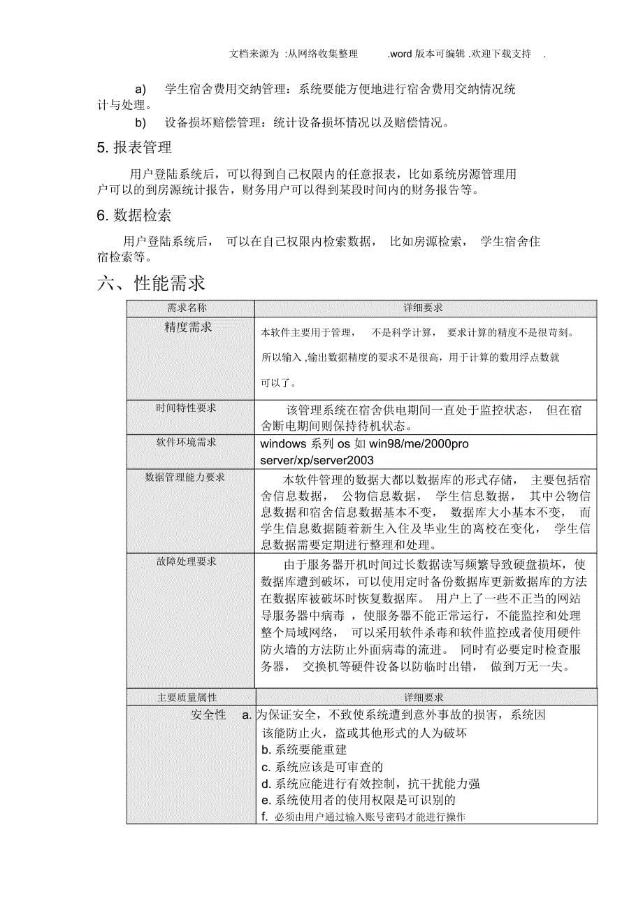 学生公寓管理系统需求规格说明书_第5页