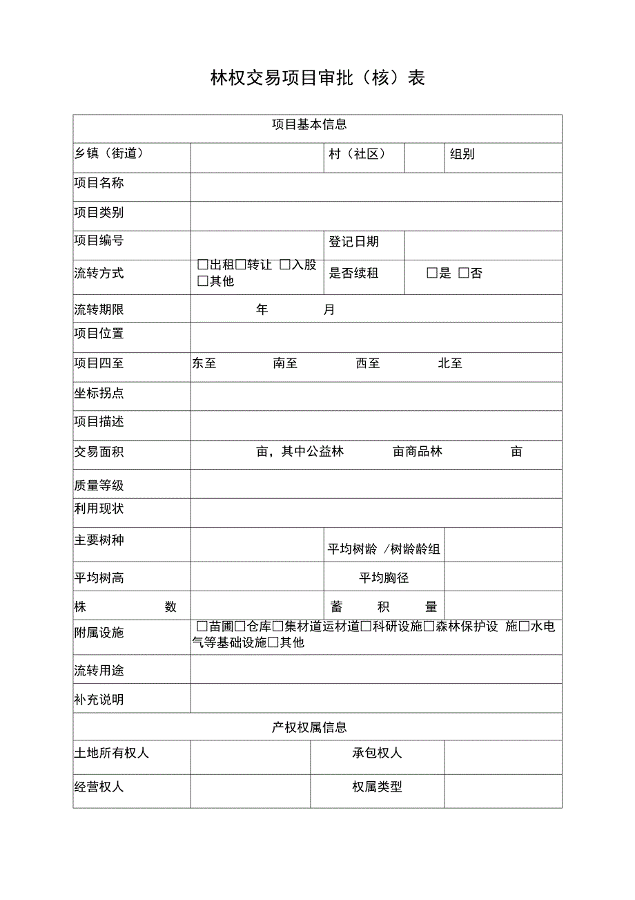 林权交易项目审批核表_第1页