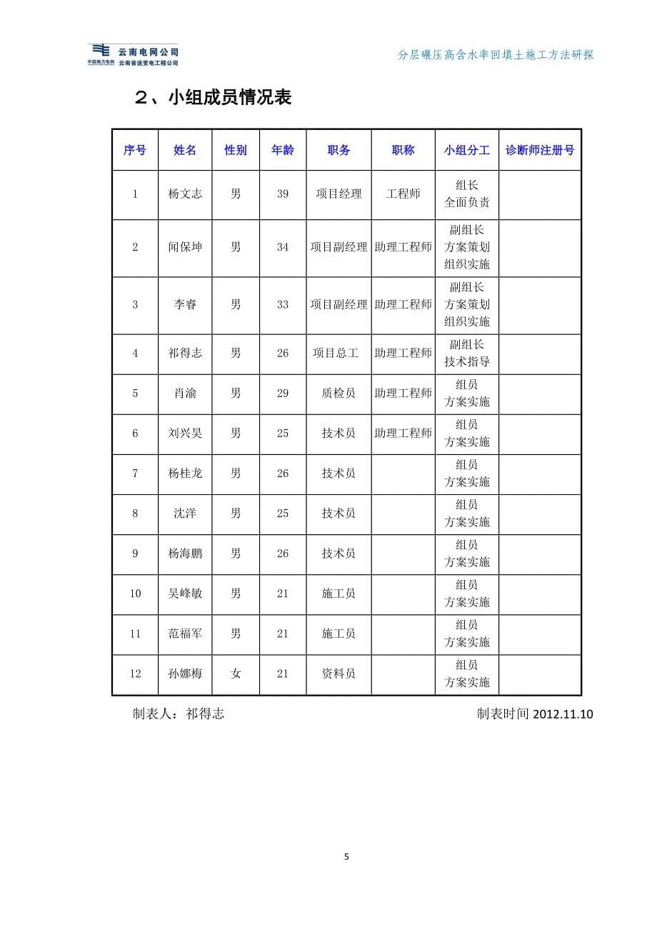 QC成果报告-分层碾压高含水率回填土施工方法研探（云南省送变电工程公司 “小鲁班”QC小组）_第5页