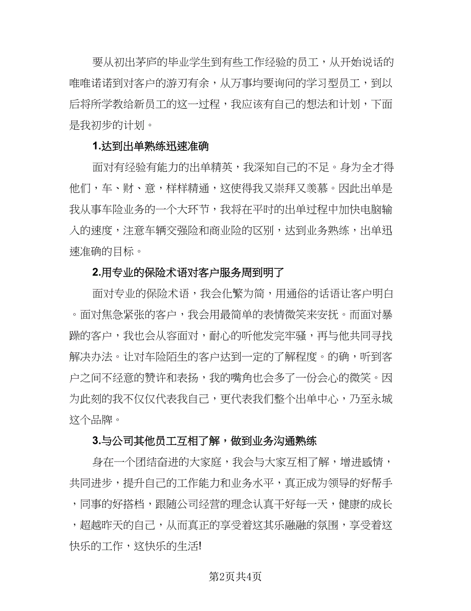 2023年保险工作计划标准范文（二篇）_第2页