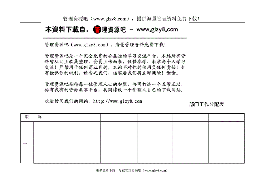 部门工作分配表_第1页