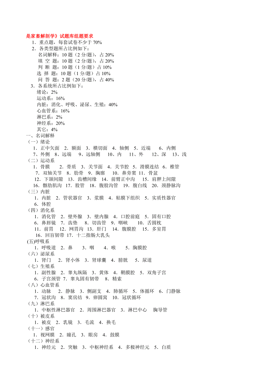 动物解剖学试题_第1页
