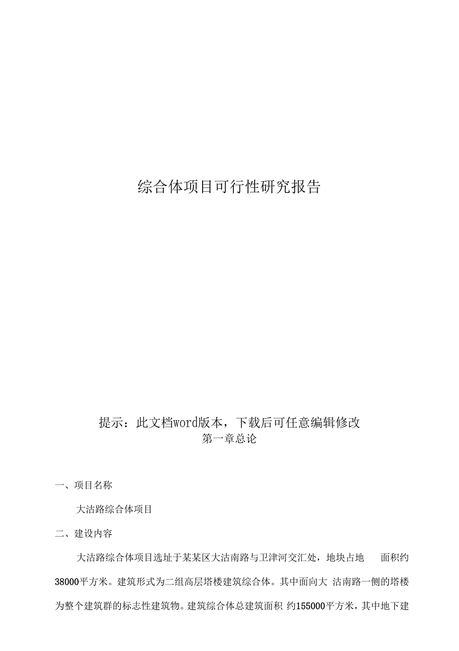 综合体项目可行性研究报告_第1页