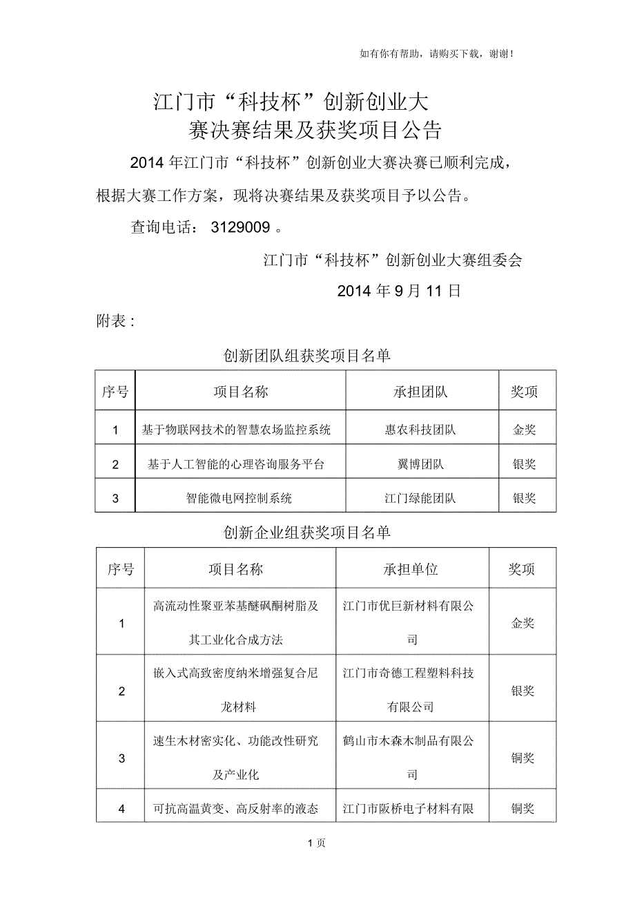 江门市科技杯创新创业大赛_第1页