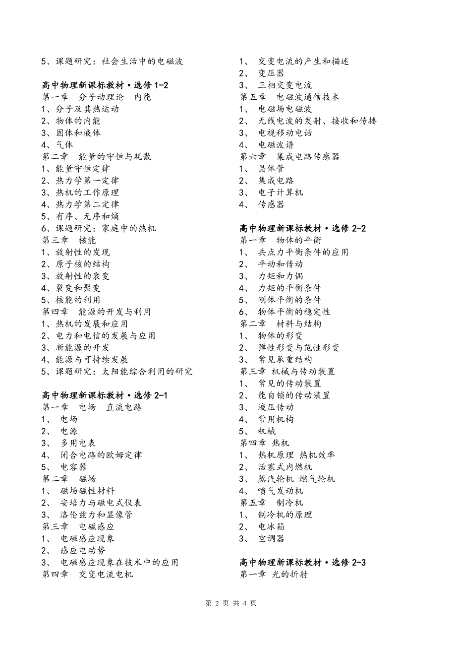 高中物理教材目录(人教版)_第2页