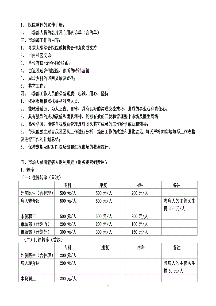 医院市场部组织架构及管理考核制度.docx_第2页