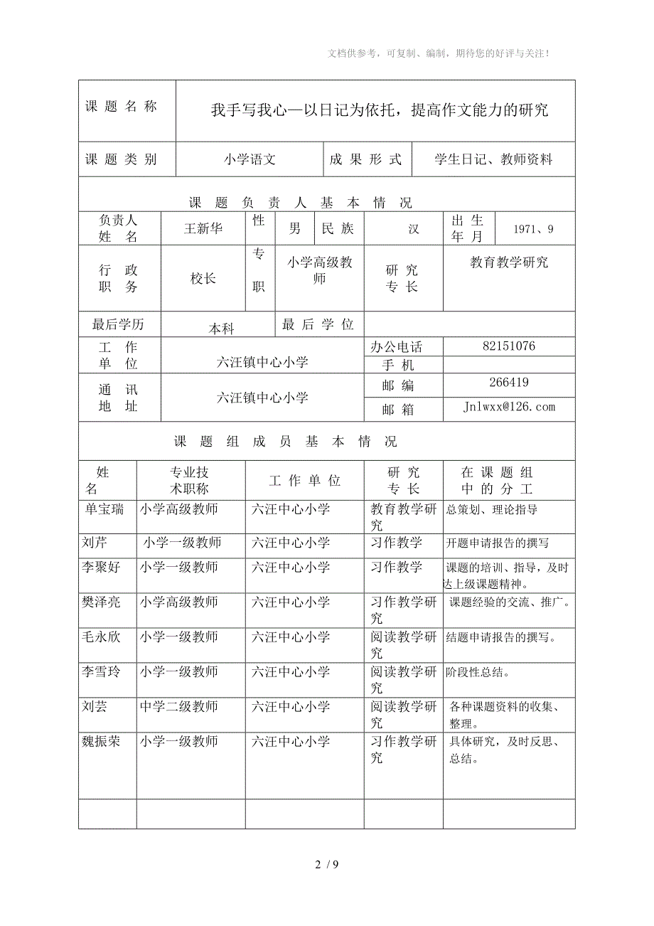 2015小学课题申报表_第2页