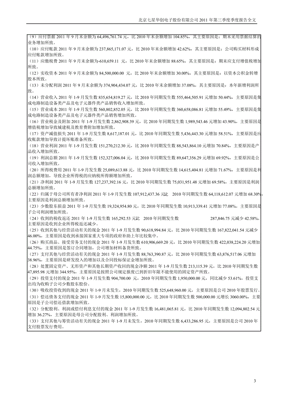 七星电子：第三季度报告全文_第3页