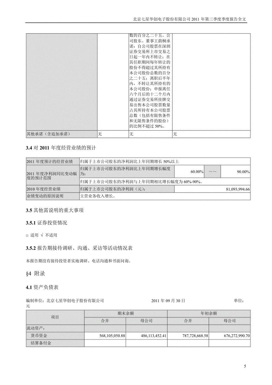 七星电子：第三季度报告全文_第5页