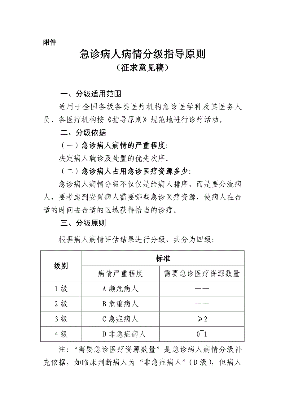 急诊病人病情分级试点指导原则(征求).doc_第1页