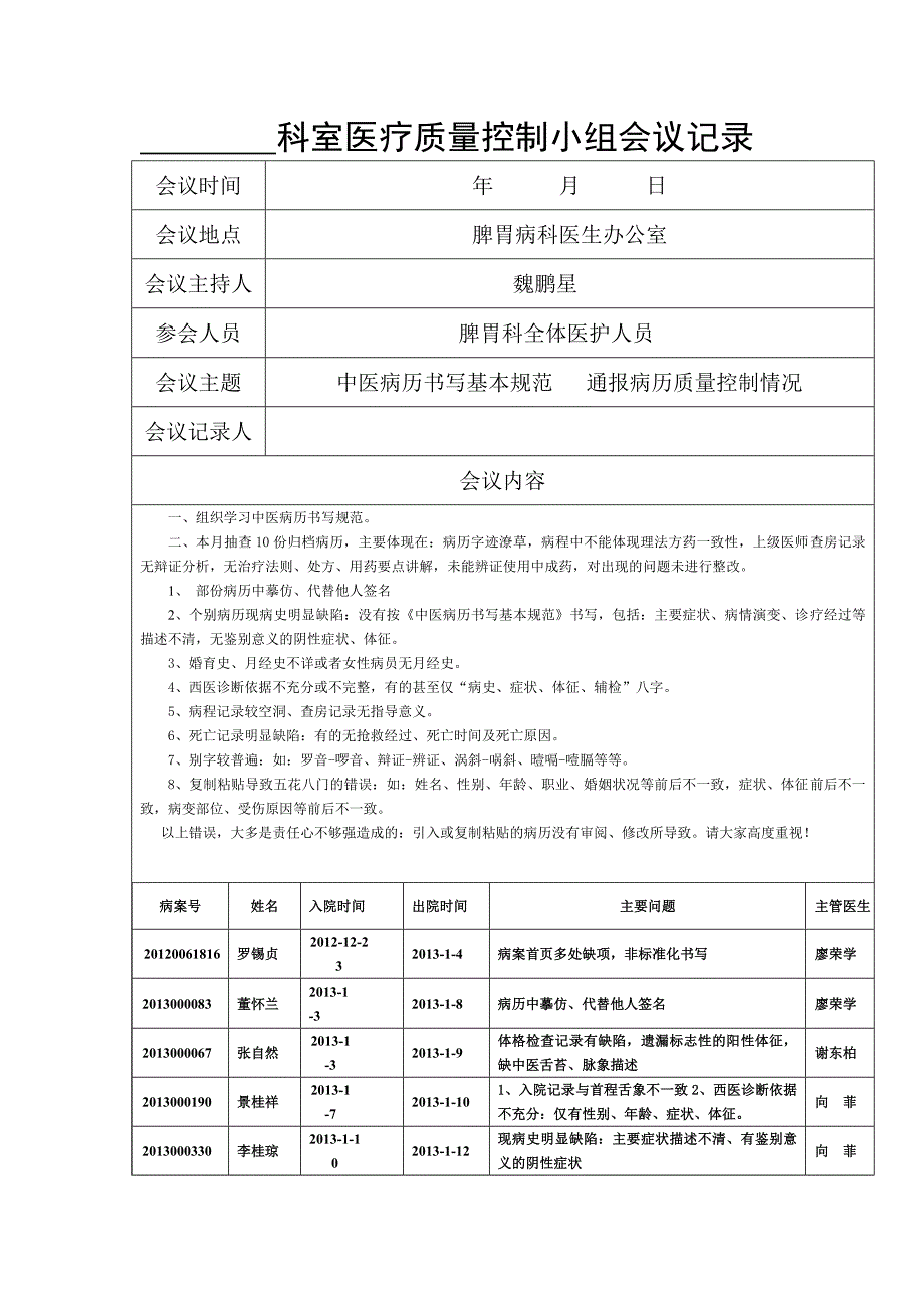 科室质量控制记录 （精选可编辑）.docx_第1页