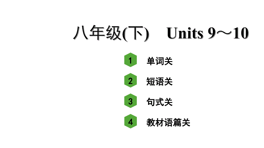 人教版中考英语词汇复习——八年级(下)-Units-9~10课件_第1页