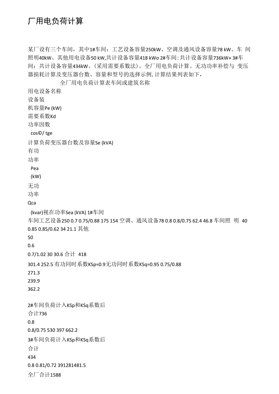 厂用电负荷计算_第1页