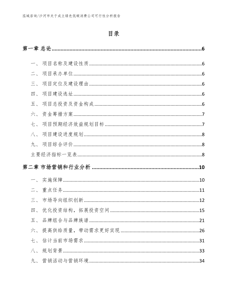 沙河市关于成立绿色低碳消费公司可行性分析报告_第1页