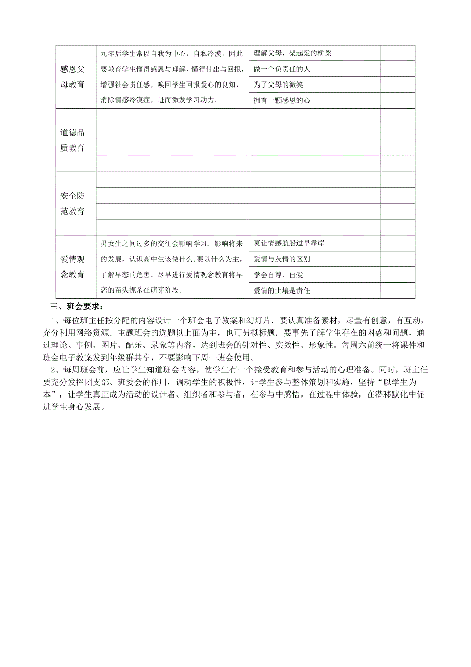 高一年级系列主题班会设计方案_第2页