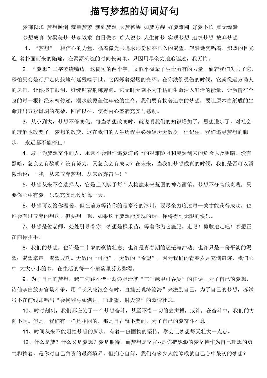 描写梦想的好词好句_第1页