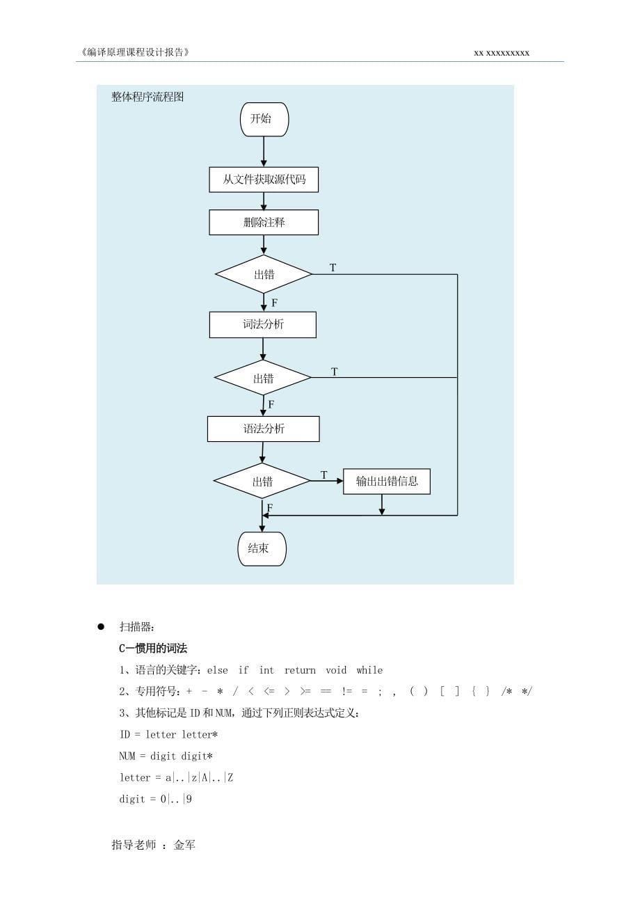 编译原理课程设计C词法扫描器及语法分析器实现_第5页