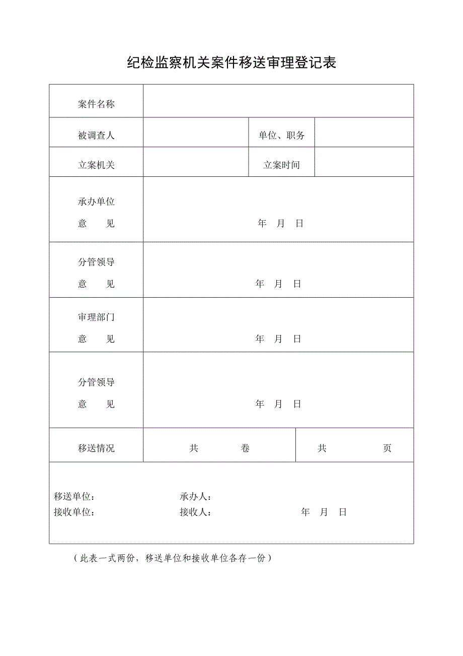 纪检监察机关案件移送审理登记表_第1页